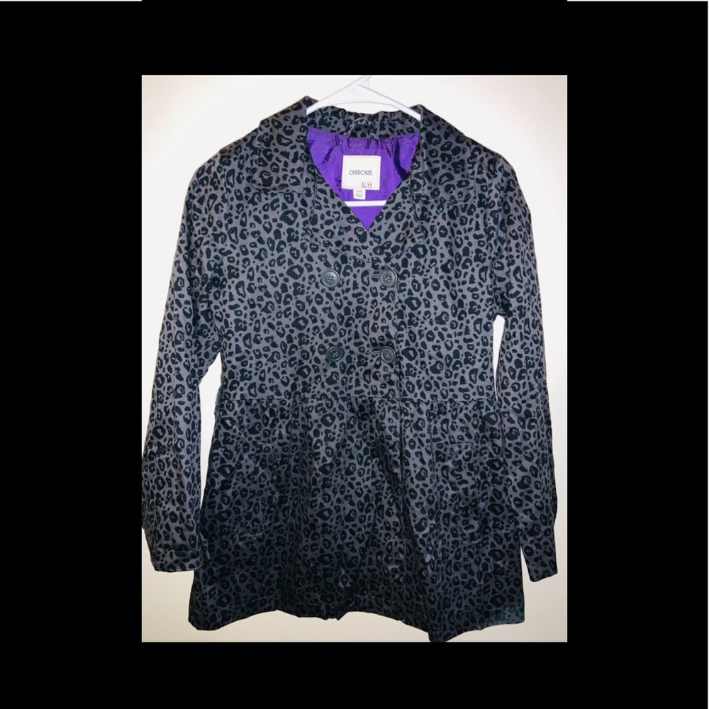 Black Leopard Print Girls Jacket